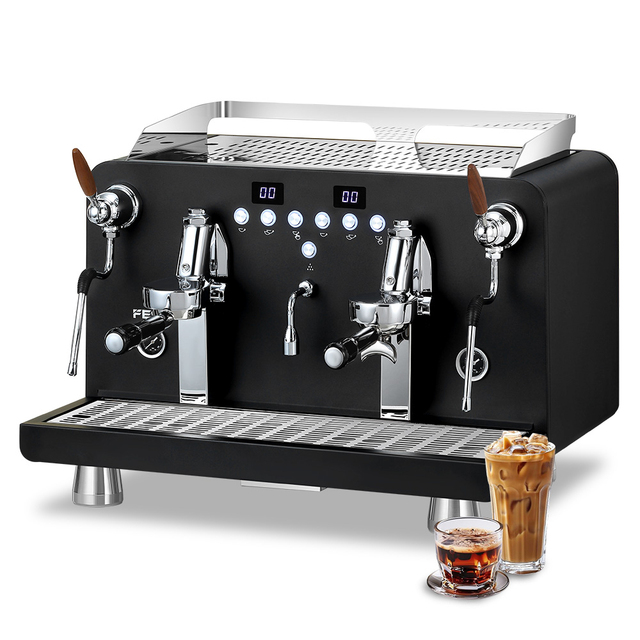 Commercial Semi-Automatic Stainless Steel Double Head Espresso Coffee Machine Barista Professional 12L Capacity 9 Bar Pressure