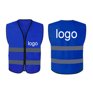 Gilet de sécurité en maille bleue bon marché avec logo imprimé - Product Image 1