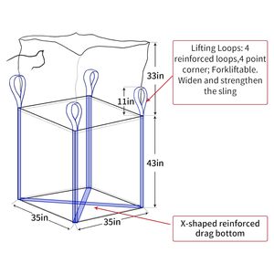 Sacs en vrac industriels durables en PP tissé, conçus avec un dessus à cordon et un fond à bec verseur pour un transport et un stockage sécurisés des matériaux en vrac - Product Image 3