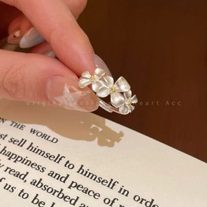 2026 New Gardenia Flower Loose End <b>Ring</b> <b>Thick</b> Silver Women Minimalist Style Light Luxury High-End J1135 <b>Thick</b> Silver Flower Desi - Product Image 3