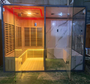 Sauna infrarouge sec et hammam pour 6 personnes en <span class=keywords><strong>bois</strong></span> de pruche, cabine de sauna pour usage domestique - Product Image 2