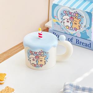 <span class=keywords><strong>Tasse</strong></span> en céramique mignonne pour animaux de compagnie, <span class=keywords><strong>tasse</strong></span> à café mignonne pour enfants, étudiants, dessin animé avec couvercle en silicone, cadeaux d'<span class=keywords><strong>amitié</strong></span> pour femmes, anniversaire - Product Image 2