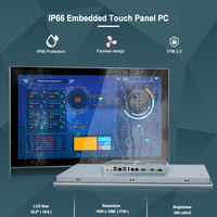 Panel PC Industrial de 23.8 Pulgadas J6412 Sin Ventilador, Computadora Táctil HMI, 2.5GbE RS232 RS485 IP66, Control PLC