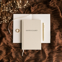 Carnet personnalisé A5 en tissu texturé avec couverture rigide, doré à chaud et gaufré, cadeau de mariage pour officiant