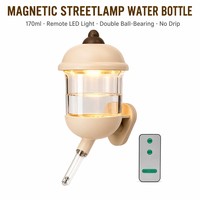 Bouteille d'eau magnétique 170 ml avec lumière LED télécommandée, abreuvoir anti-goutte pour petits animaux, décoration de cage pour petaugeur