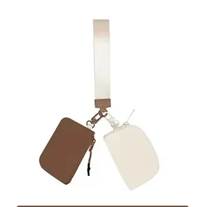 महिलाओं के लिए क्लिपेबल कॉइन बैग लेमन डुअल पाउच कार्ड धारक की चेन वॉलेट पोर्टेबल किचेन बैग लड़कियों के लिए ज़िप रिस्टलेट वॉलेट