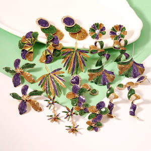 Mardi Gras anting karnaval ungu tren liburan gila perhiasan hadiah Festival perhiasan anting pesta antik anting untuk wanita - Product Image 1