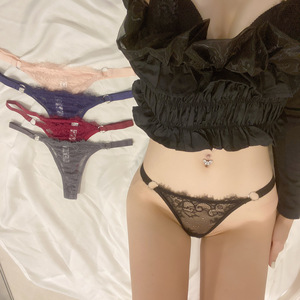 Braguitas Sexys con Tiras Cruzadas para Mujer, Ropa Interior Transparente de Encaje, Tanga Seductora de Cintura Baja, Lencería - Product Image 2