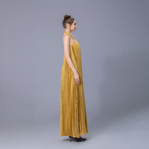 デザイナー カスタム ゴールド エレガント イブニングドレス Aライン ガウン ブランド 夏物 新作 レディース アパレル 卸売 ドレス - Product Image 5