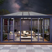 Moderna Terraza Acristalada Ecológica con Techo Plano y Puertas Corredizas de Vidrio, Marco de Aluminio para Uso en Villas, Supermercados y Apartamentos, 6mX8m