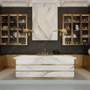 Cina produttore di lusso di fascia alta mobile da cucina Design con isola di vino armadi da cucina in legno armadi da cucina set completi