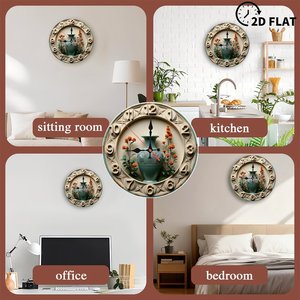 Round Wooden <b>Wall</b> <b>Clock</b> 25x25Cm Quiet Quartz Hotel Lobby Decor <b>Clock</b> - Product Image 4