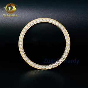 Zuanfa Moissanite grande diamante relógios acessório de aço inoxidável ouro 41mm moldura de relógio personalizado VVS Moissanite Iced Out