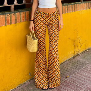 Women Floral Print Flare Pants High Waist Bell Bottom <b>Trousers</b> Bohomain Tie Side Wide Leg Beach Vacation Resort Casual Pants - Product Image 3