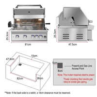 Barbecue à gaz professionnel en acier inoxydable 304 pour l'extérieur, hauteur réglable, portable, intégré, avec couvercle, idéal pour les restaurants