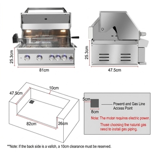 Barbecue à gaz professionnel en acier inoxydable 304 pour l'extérieur, hauteur réglable, portable, intégré, avec couvercle, idéal pour les restaurants - Product Image 3