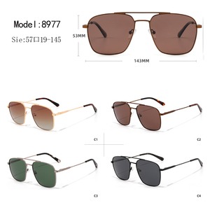 Unisex Pilot Sunglasses Full Rim Rectangle Metal Frame Green Polarized Lens UV400 Protection Temple Outside Outdoor Adult - Product Image 3