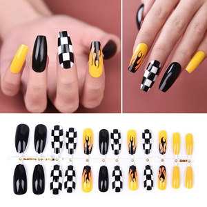 Uñas postizas acrílicas al por mayor con patrón estilo francés, puntas de uñas ABS medianas tipo ataúd, uñas postizas de cobertura completa, proveedor de uñas artificiales. - Product Image 4