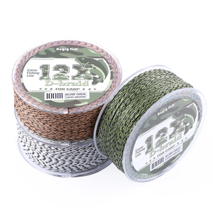Ligne <span class=keywords><strong>de</strong></span> pêche flottante tressée Angryfish <span class=keywords><strong>12</strong></span> brins D-Braid, <span class=keywords><strong>100</strong></span> mètres, motif camouflage, pour la pêche en lac, rivière, ruisseau et océan - Product Image 1