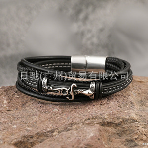 Pulsera Multicapa de Cuero Hecha a Mano con Colgante de Hacha de Acero Inoxidable, Joyería Vikinga Nórdica para Hombre, Regalo, 19CM 21CM 23CM - Product Image 4