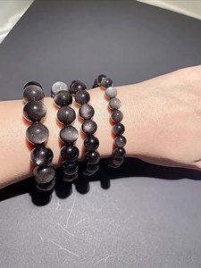 Bán Buôn Tự Nhiên Bạc Obsidian Đính Cườm Vòng Đeo Tay Hợp Thời Trang Cat Eye Pha Lê <span class=keywords><strong>Bangle</strong></span> Người Đàn Ông Phụ Nữ Vàng Bạc Obsidian Vài Vòng Đeo Tay - Product Image 5