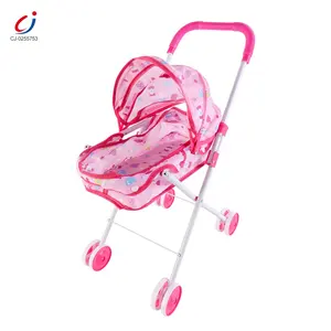 Chengji wholesale girls role-playing games pretend play foldable iron frame pink reborn baby alive doll stroller