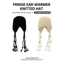 Nouveau style automne-hiver 2026 – Bonnets tricotés à la main avec pompon, motif dessin animé, 100 % acrylique, chauds, protection auditive, unisexe, YW