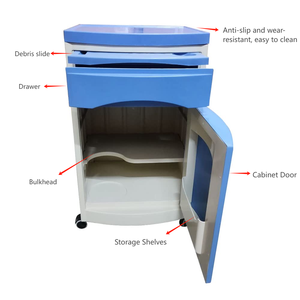 เฟอร์นิเจอร์ห้องพักในโรงพยาบาล โต๊ะข้างเตียงพลาสติก ABS พร้อมล้อเลื่อน - Product Image 2