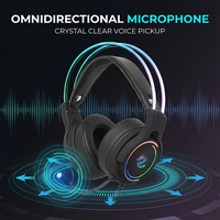 Casque de jeu filaire avec éclairage LED RVB PJT-DEP2471, écouteurs supra-auriculaires, microphone dynamique, connecteurs USB, codecs pour PC, ordinateur portable, voyage