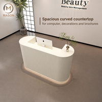 Bureau d'accueil compact en pierre courbée - Design moderne et réglable pour bureaux, hôtels, boutiques et salons
