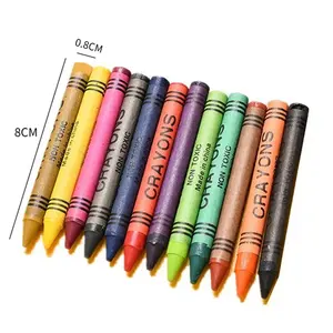 Venta al por mayor de 4 piezas de papelería 7 colores 1,0 cm crayones estudiantes y niños crayones de cera en caja/juego de crayones