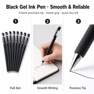 Stylo gel noir mat 0,5 mm, encre carbone, écriture fluide, stylo à bille, vente <span class=keywords><strong>en</strong></span> <span class=keywords><strong>gros</strong></span>, fournitures de <span class=keywords><strong>bureau</strong></span> et scolaires, <span class=keywords><strong>papeterie</strong></span> pour examens - Product Image 4