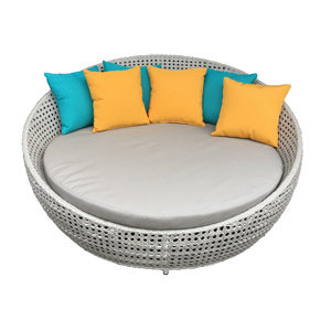Chaise Longue Rotonda Accogliente, <span class=keywords><strong>Lettino</strong></span> Prendisole di Lusso in Vimini con Baldacchino per Hotel, Patio e Spiaggia - Product Image 5