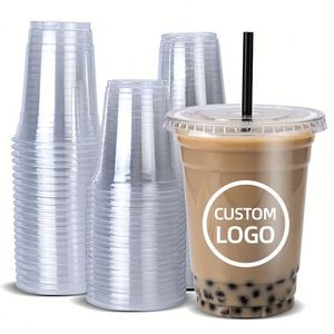 Gobelets en plastique PET jetables écologiques à paroi simple personnalisés de 16 oz pour café glacé, bubble tea et boissons froides - Product Image 1