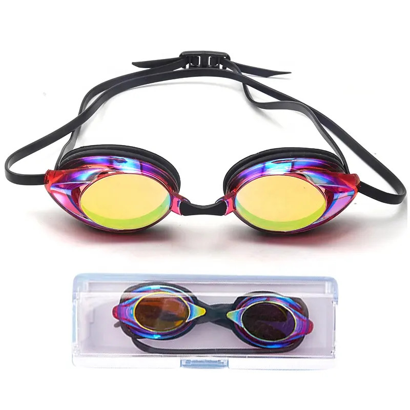 Factory wholesale adult fashion waterproof anti fog racing competition high definition swimming goggles