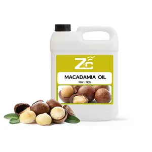 Minyak kacang macadamia organik pemasok jumlah besar murni, 1kg minyak biji Macadamia tekanan dingin untuk kulit rambut wajah Nai