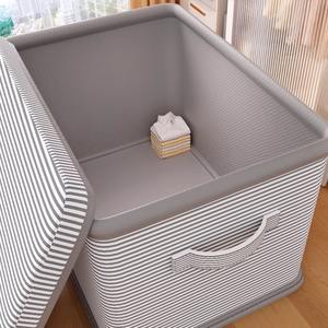 Caja de Almacenamiento de Tela Rectangular con Patrón de Rayas, con Tapa, Plegable, Organizador de Ropa de Gran Capacidad, Tipo Vertical para Uso Doméstico - Product Image 2
