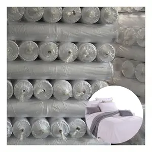 Factory home textile and lining fabric telas bleach white cheap polyester white fabric roll in 90gsm