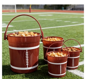 Seau en plastique réutilisable de 32 oz avec poignée, thème football américain, pour fêtes de tailgating, glace, vin, snacks, bière et boissons - Product Image 1