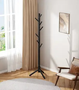 लकड़ी के मुक्त खड़े पेड़ कोट रैक समायोज्य आकार मुक्त स्थायी कोट रैक कोट हैंगर स्टैंड