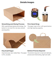 Sac en Papier Kraft Brun avec Poignées, Impression Personnalisée Votre Propre Logo pour Emballage Alimentaire de Restaurant, Restauration ou À Emporter