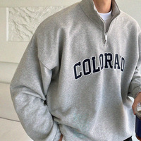 Sudadera de invierno con cuello alto y media cremallera, forro polar, estilo oversize para hombre, con logo personalizado bordado, ecológica