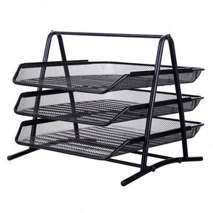 Organisateur de bureau en métal à 3 niveaux pour documents, lettres, dossiers, livres, magazines, courrier et factures, disponible en divers styles - Product Image 1