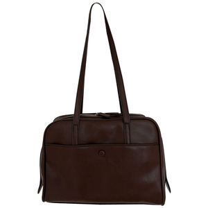 Bolso tipo almohada de estilo coreano para mujer, bolso de mano marrón de gran capacidad para ir al trabajo, cierre con cremallera de Color sólido - Product Image 3