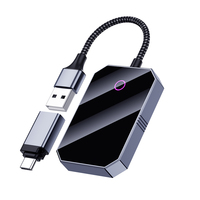 Dongle adaptador Carplay inalámbrico OEM ODM 2 en 1 con control de voz y mapas en línea sin latencia para iPhones y Android Auto en automóviles