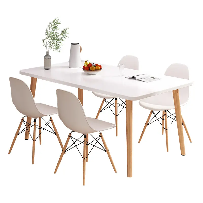طاولة مستطيلة بسيطة حديثة من الخشب الصلب ، طاولة مستديرة لغرفة الطعام