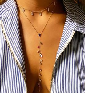 Rose Gold Plated Turkish Jewelry Cute Lovely Tiny Enamel Evil Eye Charm LONG <strong>Y</strong> Lariat <strong>Necklace</strong> - Product Image 4