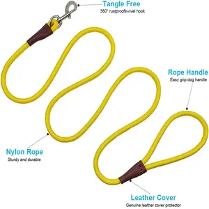 Wholesale Heavy Duty Dog Accessories Hands Leash Colorful Reflective Nylon Rope Leash Pet Dog Leash