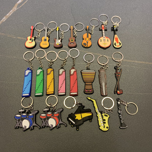 סיטונאי מותאם אישית pvc keychain מכשירים רך גומי מוסיקה רוק היפ הופ פאנק גיטרה פסנתר סאקס ukulele מפתח שרשרת Creative מתנות - Product Image 3