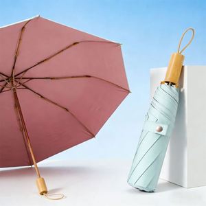 Parapluie entièrement automatique à manche en bois avec impression de logo, idéal pour la pluie et l'été – Offre Spéciale - Product Image 5